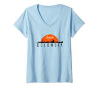Mujer Style Sunset Bogota Colombia Skyline Camiseta Cuello V
