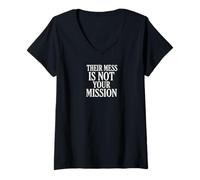 Mujer Su Desastre no es tu misión Camiseta Cuello V