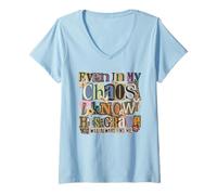 Mujer Su Gracia Siempre me encontrará fe Cristiana Camiseta Cuello V