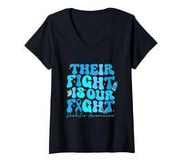 Mujer Su Lucha apoya la Diabetes Diabetes Nacional Camiseta Cuello V