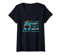 Mujer Su lucha es mi apoyo de conciencia de recuperación de adicciones Camiseta Cuello V