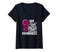 Mujer Su Lucha es mi Lucha Boxeo de concienciación sobre el mieloma múltiple Camiseta Cuello V