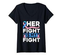 Mujer Su lucha es mi lucha contra el cáncer de mama Camiseta Cuello V