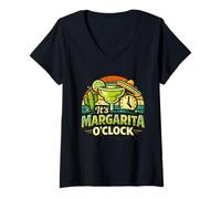 Mujer Su Margarita O'Clock Retro Margarita Bebiendo Dicho Camiseta Cuello V