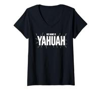 Mujer Su Nombre es Yahuah Hebreo Israelita Faith Design Camiseta Cuello V