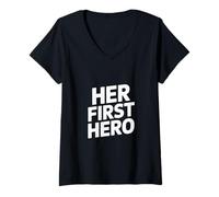 Mujer Su Primer héroe Divertido Dicho Padre Hija Amor Camiseta Cuello V