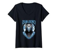 Mujer Sub-Zero Mortal Combat Merch Mirada Helada Camiseta Cuello V