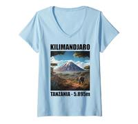 Mujer Subida al Kilimanjaro: Caminata a la Cumbre de Tanzania 5895 m Camiseta Cuello V