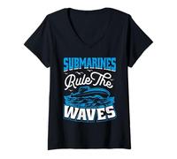 Mujer Submarinos Rule The Waves Submarine Camiseta Cuello V