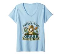 Mujer Suciedad En Mis Manos Hierba Debajo Mis Pies Golf Camiseta Cuello V