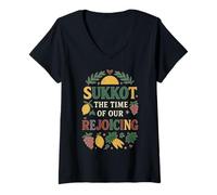 Mujer Sucot El Tiempo de Nuestro regocijo Camiseta Cuello V