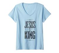 Mujer Sudadera con Capucha Jesus is King Jesus Loves You Camiseta Cuello V