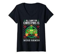 Mujer Sudadera para Videojuegos All I Want for Christmas Is More Games Camiseta Cuello V