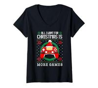 Mujer Sudadera para Videojuegos All I Want for Christmas Is More Games Camiseta Cuello V