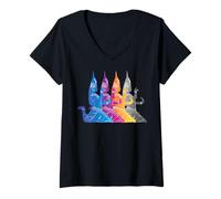 Mujer Sudeste Asiático Colorido Danza Tradicional Tailandia Camboya Camiseta Cuello V