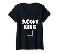Mujer Sudoku King Acertijo Camiseta Cuello V