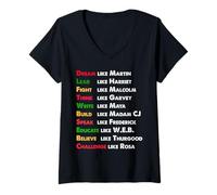 Mujer Sueña como Martin, lidera como Harriet regalo en Black History Camiseta Cuello V