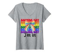 Mujer Suena Gay I'm In Funny Bandera del Orgullo Gay LGBTQ Camiseta Cuello V