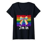 Mujer Suena Gay I'm In Funny Bandera del Orgullo Gay LGBTQ Camiseta Cuello V