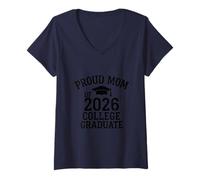 Mujer Sueños educados - Tipografía de Proud Mom 2026 Camiseta Cuello V