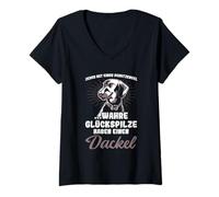 Mujer Suerte Tienes Un Perro Dachshund Perro Perro Perro Dachshund Camiseta Cuello V
