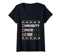 Mujer Suéter Feo de Navidad Travieso Niza Juro Que Probé Pixel Camiseta Cuello V