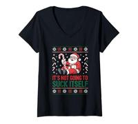 Mujer Suéter Feo Divertido de Navidad con Texto en inglés It's Not Going To Suck Itself Camiseta Cuello V