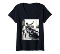 Mujer Sugar Ray Robinson Boxer en Londres Boxeo 1988 Camiseta Cuello V