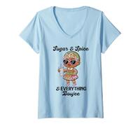 Mujer Sugar & Spice & Everything Boujee Divertido gráfico navideño Camiseta Cuello V