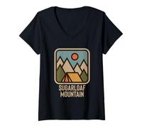 Mujer Sugarloaf Mountain Maine Vacation New England Souvenir Camiseta Cuello V