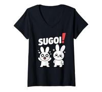 Mujer Sugoi! Funny Chibi Anime Bunny Kawaii Manga Comedia Camiseta Cuello V