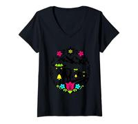 Mujer Suiza Alpine Cow Familia Arte Popular Desalpe Camiseta Cuello V