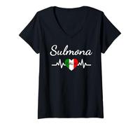 Mujer Sulmona Italia Bandera Italia Souvenir Regalo a Juego Italiano Camiseta Cuello V