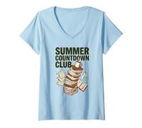 Mujer Summer Countdown Club Teacher Vibes Termina Las Vacaciones de Regreso a Clases Camiseta Cuello V