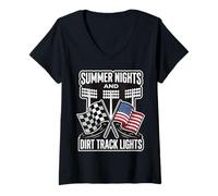 Mujer Summer Nights and Dirt Track Lights Carreras Camiseta Cuello V