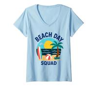 Mujer Summer Ocean Vacation Funny Beach Day Squad Camiseta Cuello V