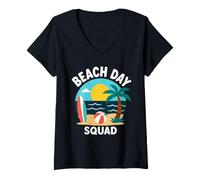 Mujer Summer Ocean Vacation Funny Beach Day Squad Camiseta Cuello V