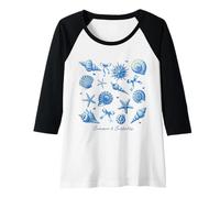 Mujer Summer & Seashells Coastal Beach Estrellas de mar Conchas Arcos Corazones Camiseta Manga Raglan