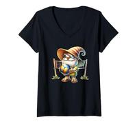 Mujer Summer Vacation GNOME In Green Flip Flops Beach Volleyball Camiseta Cuello V