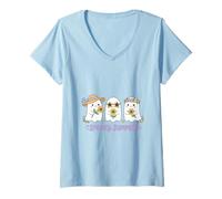 Mujer Summerween Art Spooky Summer Ghosts Lindo Kawaii Camiseta Cuello V