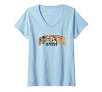 Mujer Summerween Fun Halloween Verano Monstruos Camiseta Cuello V