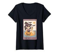 Mujer Summerween Hot Goth Summer - Divertida carta de tarot con forma de bruja Camiseta Cuello V
