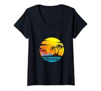 Mujer Sun Beach Bebidas Eso es todo lo que quiero Camiseta Cuello V