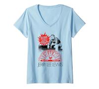 Mujer Sun Records X Jerry Lee Lewis The Killer Burst Foto Camiseta Cuello V