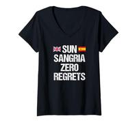 Mujer Sun Sangria Zero Regrets - Funny British Expat Spanish Camiseta Cuello V