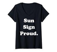 Mujer Sun Sign Proud Horoscope Astrology Text Camiseta Cuello V