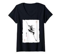 Mujer Sun Wukong El Rey Mono Mitología China Arte Vintage Camiseta Cuello V