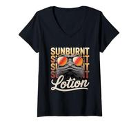 Mujer Sunburnt Lotion Cool Lizard Gafas de Sol Art Camiseta Cuello V