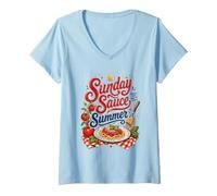 Mujer Sunday Sauce Italiano Verano Camiseta Cuello V