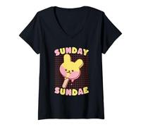 Mujer Sunday Sundae - Paleta de Hielo con diseño de Conejo Camiseta Cuello V